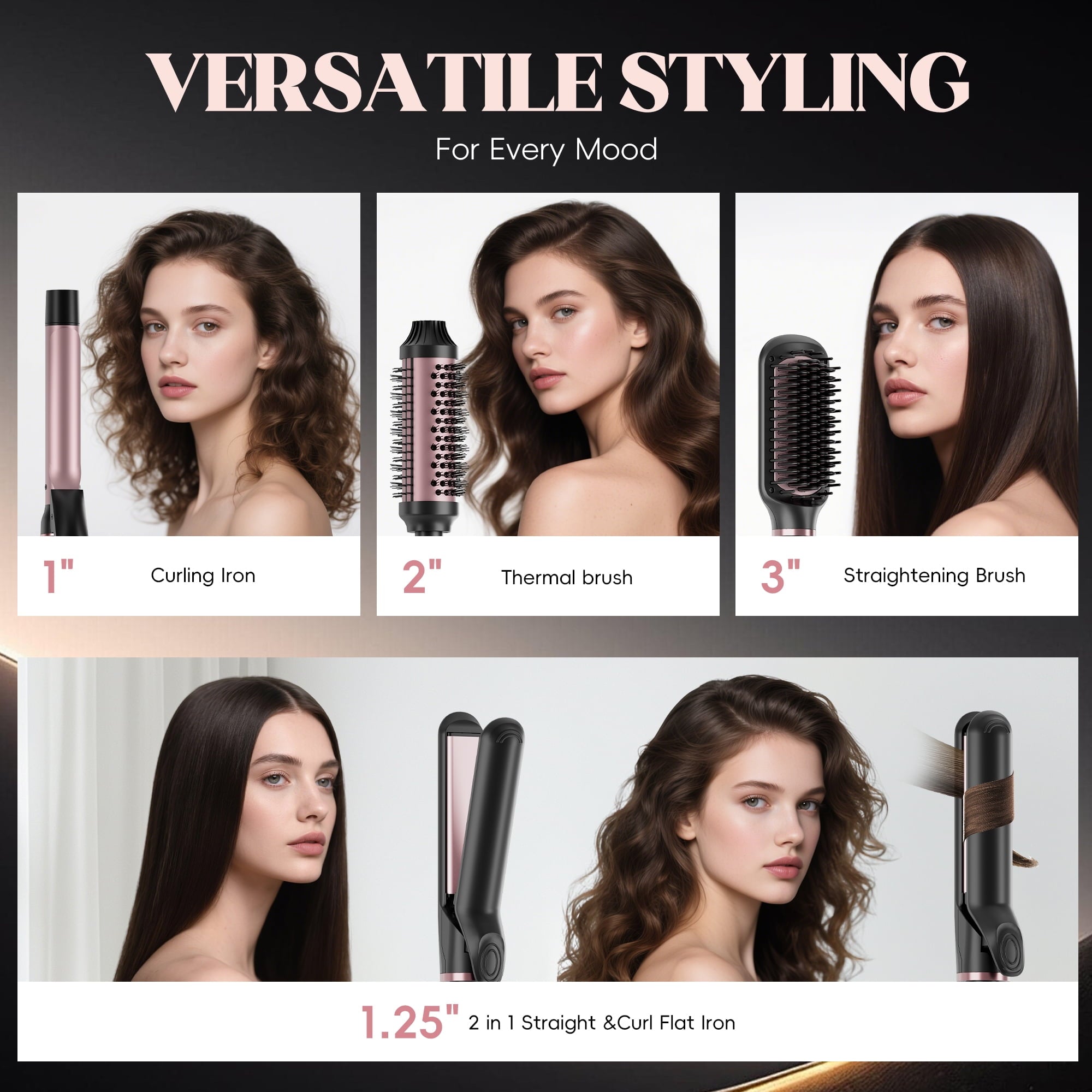 Nicebay Curling Iron, Professional Instant Heat Up Hair Curling Wand Set, Curling Wand