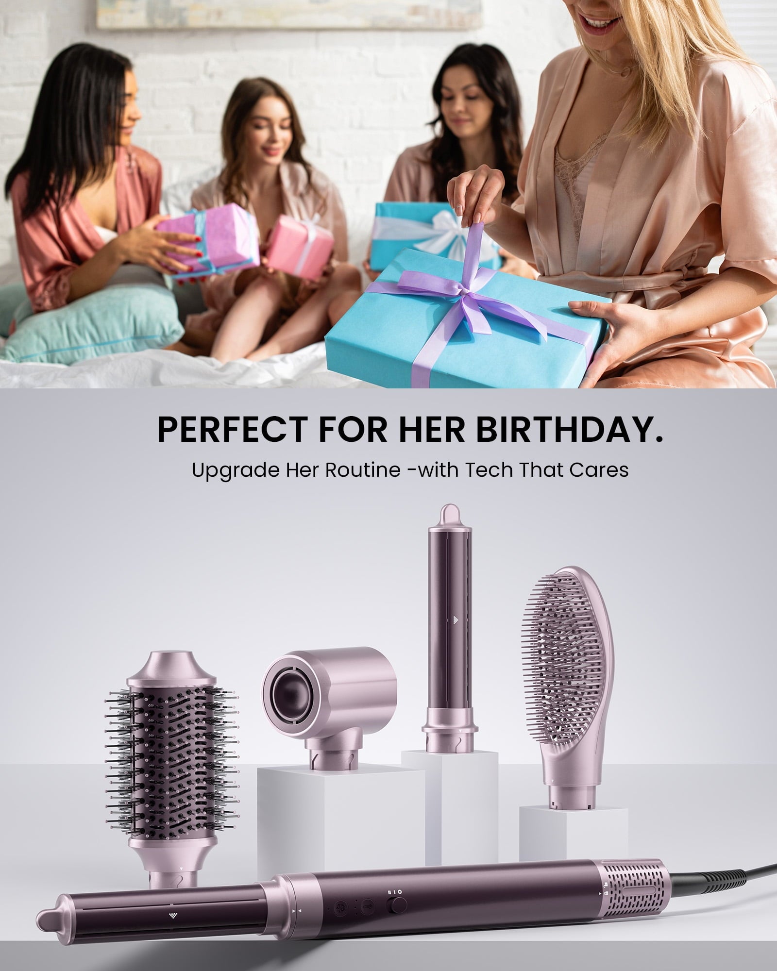 5 in 1 Hot Air Styler, Dual Voltage Hair Dryer Brush for Travel, Ionic Anti-Frizz Hair Styling Tool for Curling, Straightening, Volumizing, No Heat Damage, for All Hair Types, with Travel Bag