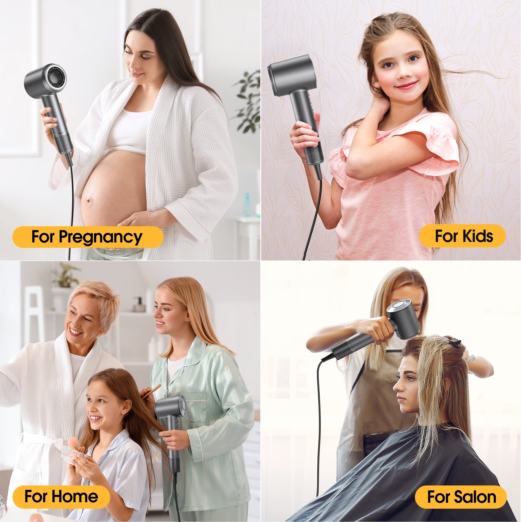 Qunler Hair dryer, High-Speed Blow Dryer With 6 Temps & 3 Speeds, 500 Million Negative Ions Hair dryer, 150,000 RPM Brushless Motor for Fast Drying